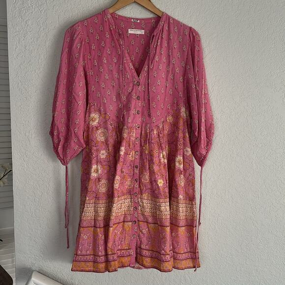 Spell & the Gypsy Dress Pink Mauve Boho Vacation Indie Peasant Bohemian Medium - Picture 2 of 8